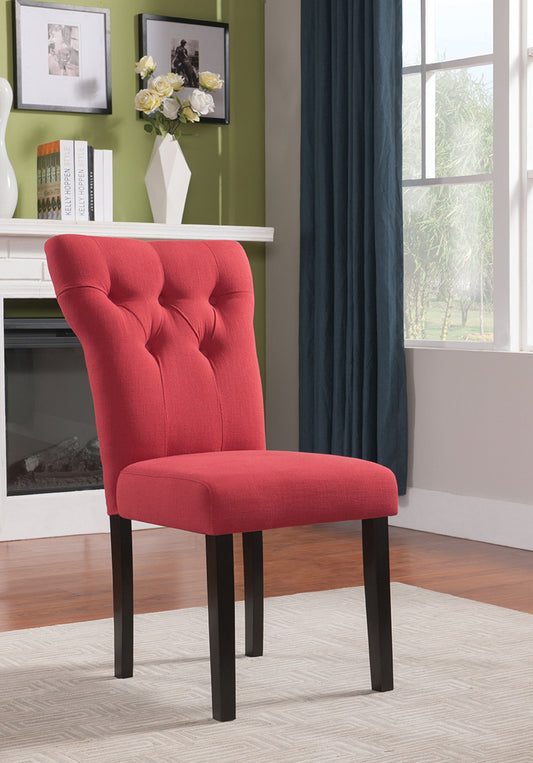 HomeRoots 26' x 21' x 39' 2-Piece Red Linen And Walnut Side Chair