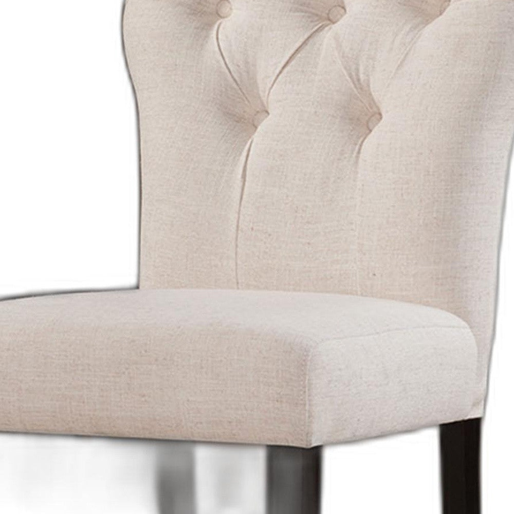 HomeRoots 26' x 21' x 41' 2-Piece Beige Linen And Walnut Counter Height Chair