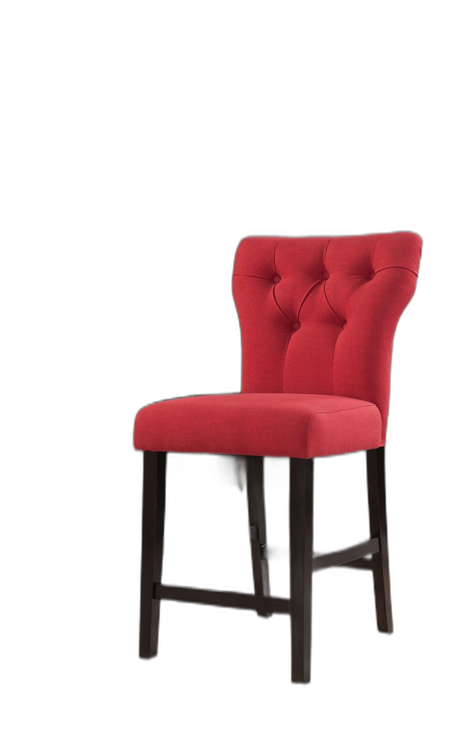 HomeRoots 26' x 21' x 41' 2-Piece Red Linen And Walnut Counter Height Chair