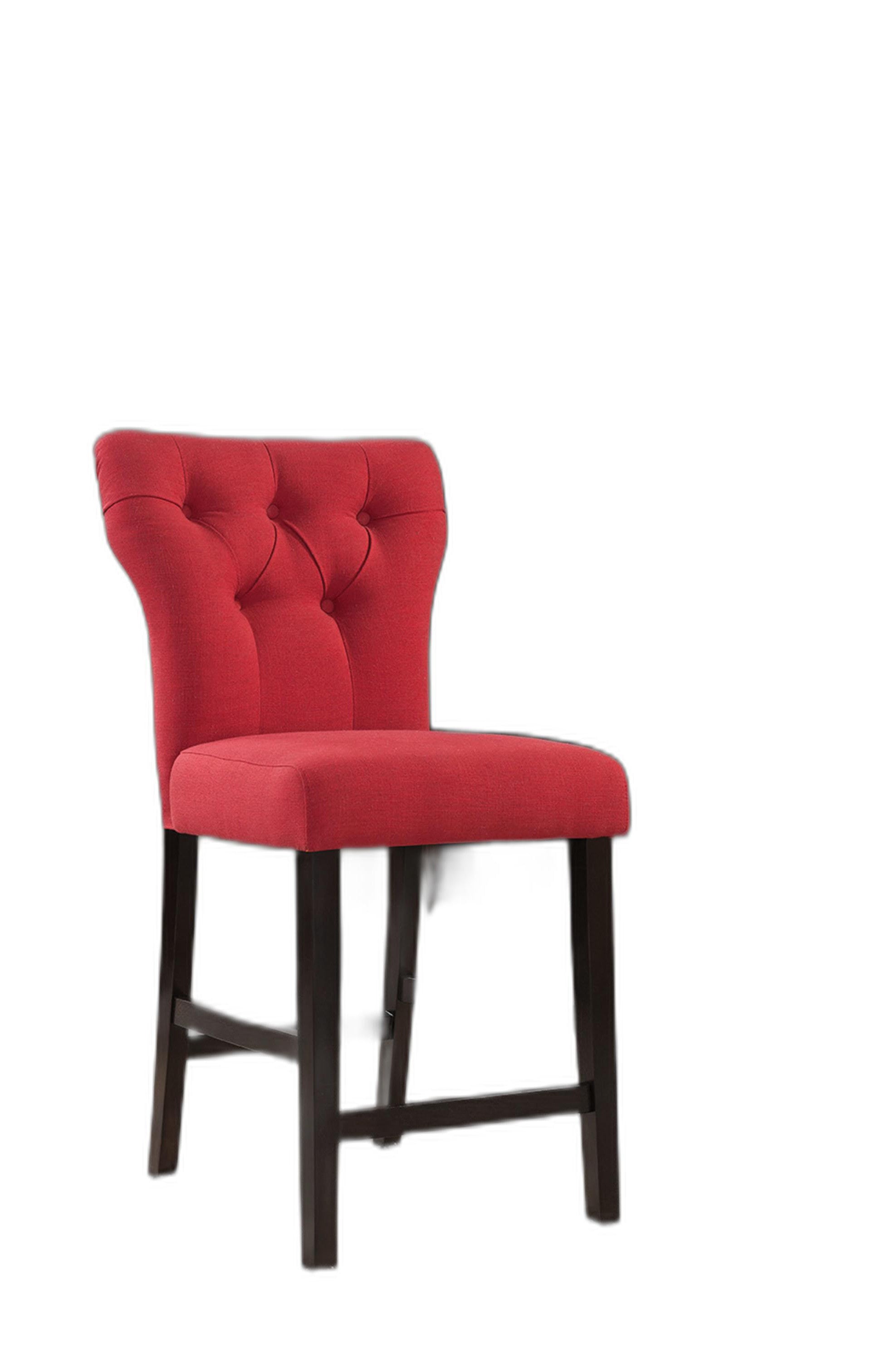 HomeRoots 26' x 21' x 41' 2-Piece Red Linen And Walnut Counter Height Chair