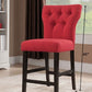 HomeRoots 26' x 21' x 41' 2-Piece Red Linen And Walnut Counter Height Chair