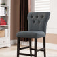 HomeRoots 26" x 21" x 41" Gray Linen And Walnut Counter Height Chair in Set of Two