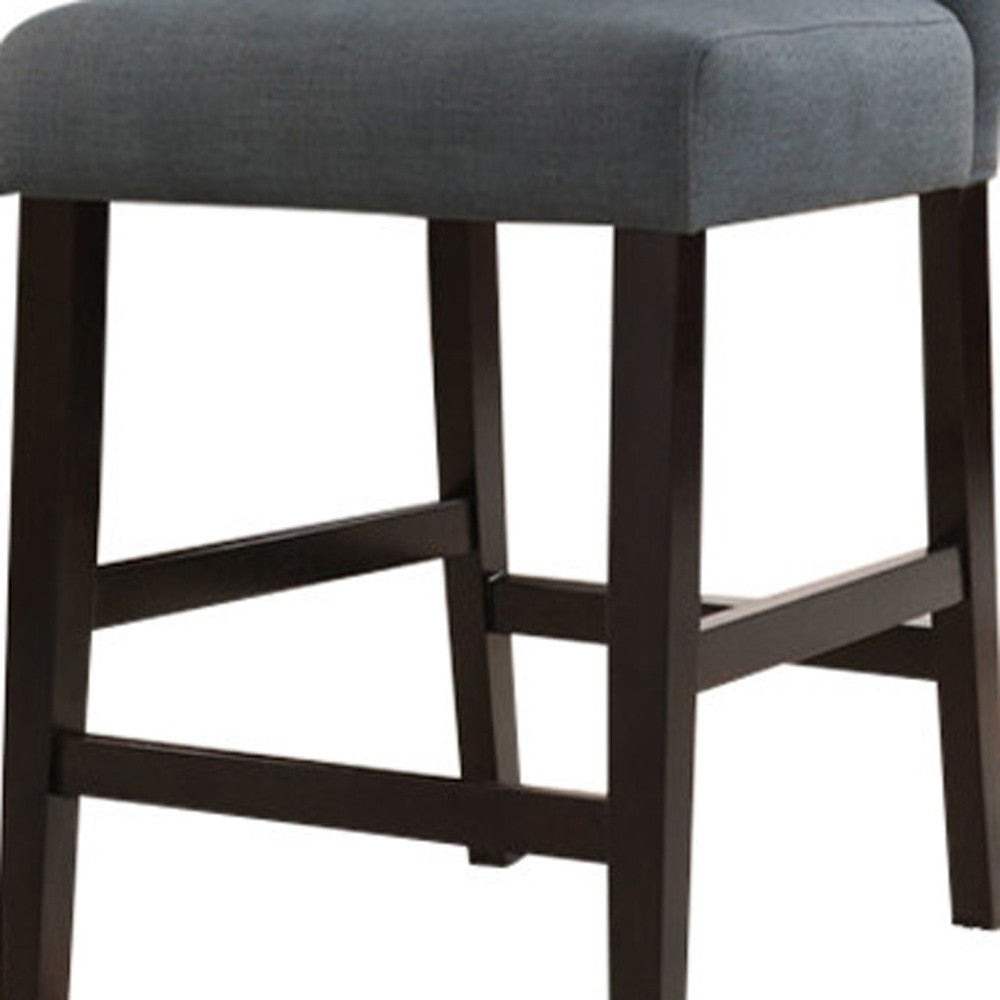 HomeRoots 26" x 21" x 41" Gray Linen And Walnut Counter Height Chair in Set of Two