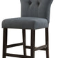 HomeRoots 26" x 21" x 41" Gray Linen And Walnut Counter Height Chair in Set of Two