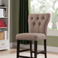 HomeRoots 26" x 21" x 41" Light Brown Linen And Walnut Counter Height Chair in Set of Two