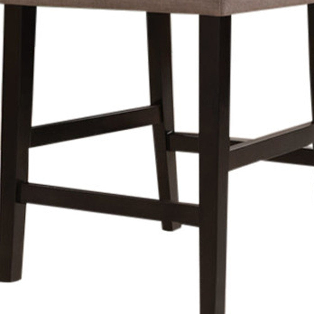 HomeRoots 26" x 21" x 41" Light Brown Linen And Walnut Counter Height Chair in Set of Two