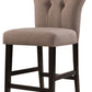 HomeRoots 26" x 21" x 41" Light Brown Linen And Walnut Counter Height Chair in Set of Two