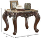 HomeRoots 26" x 26" x 24" Marble and Wood End Table in Dark Walnut Finish
