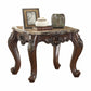 HomeRoots 26" x 26" x 24" Marble and Wood End Table in Dark Walnut Finish