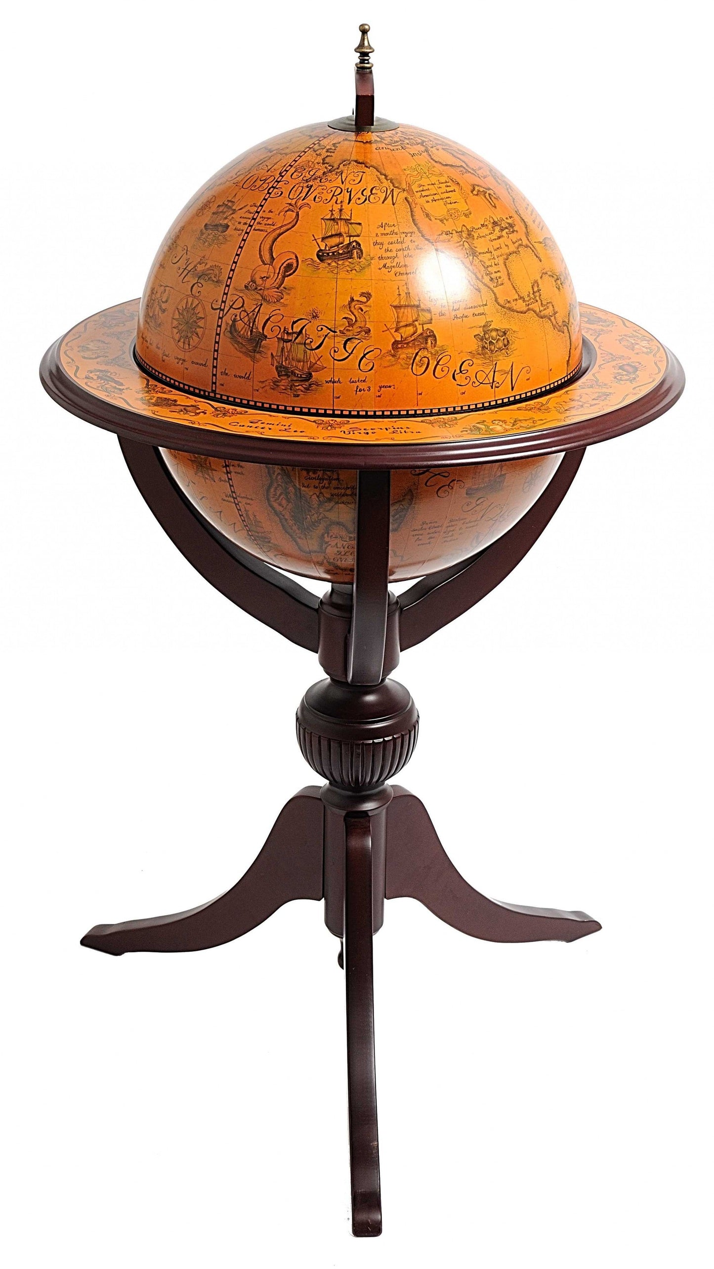HomeRoots 26" x 26" x 45" Globe Bar 3 Legs