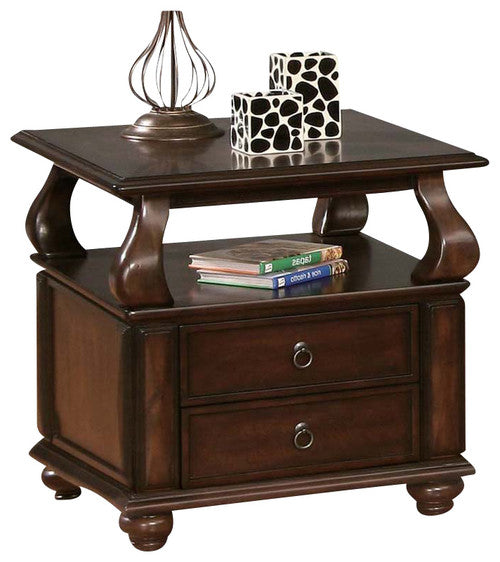 HomeRoots 26" x 28" x 26" Walnut Poplar And Basswood End Table