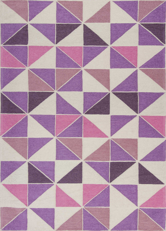HomeRoots 26" x 45" Polyester Area Rug With Ivory and Pink Finish