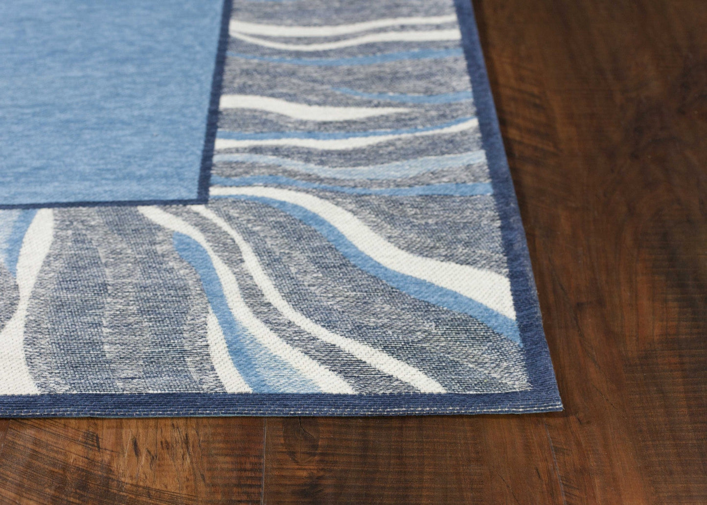 HomeRoots 26" x 45" Polyester Denim Area Rug