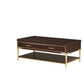 HomeRoots 26" x 48" x 19" Metal and Wood Coffee Table in Cherry Finish