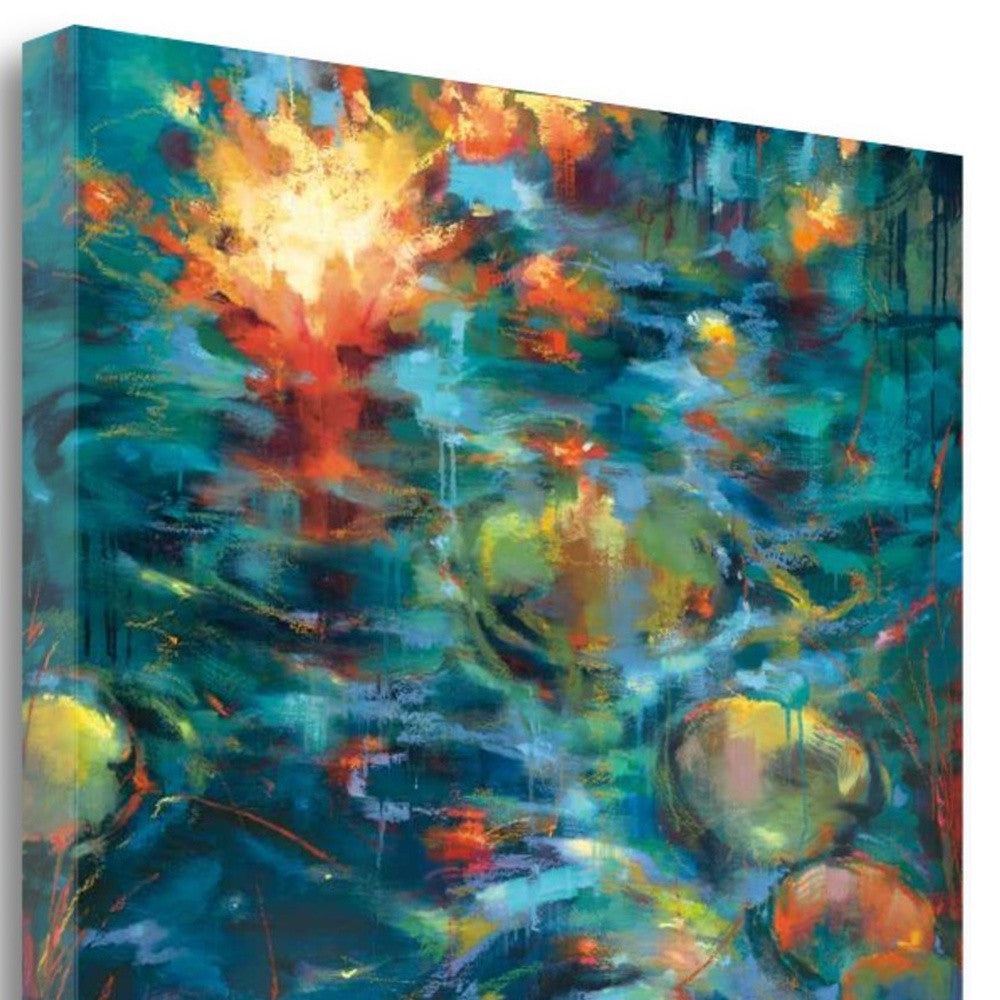 HomeRoots 27" Abstract Colorful Pond 4 Giclee Wrap Canvas Wall Art