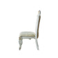 HomeRoots 27" Beige And White Faux Leather Damask Side Chair in Set Of Two
