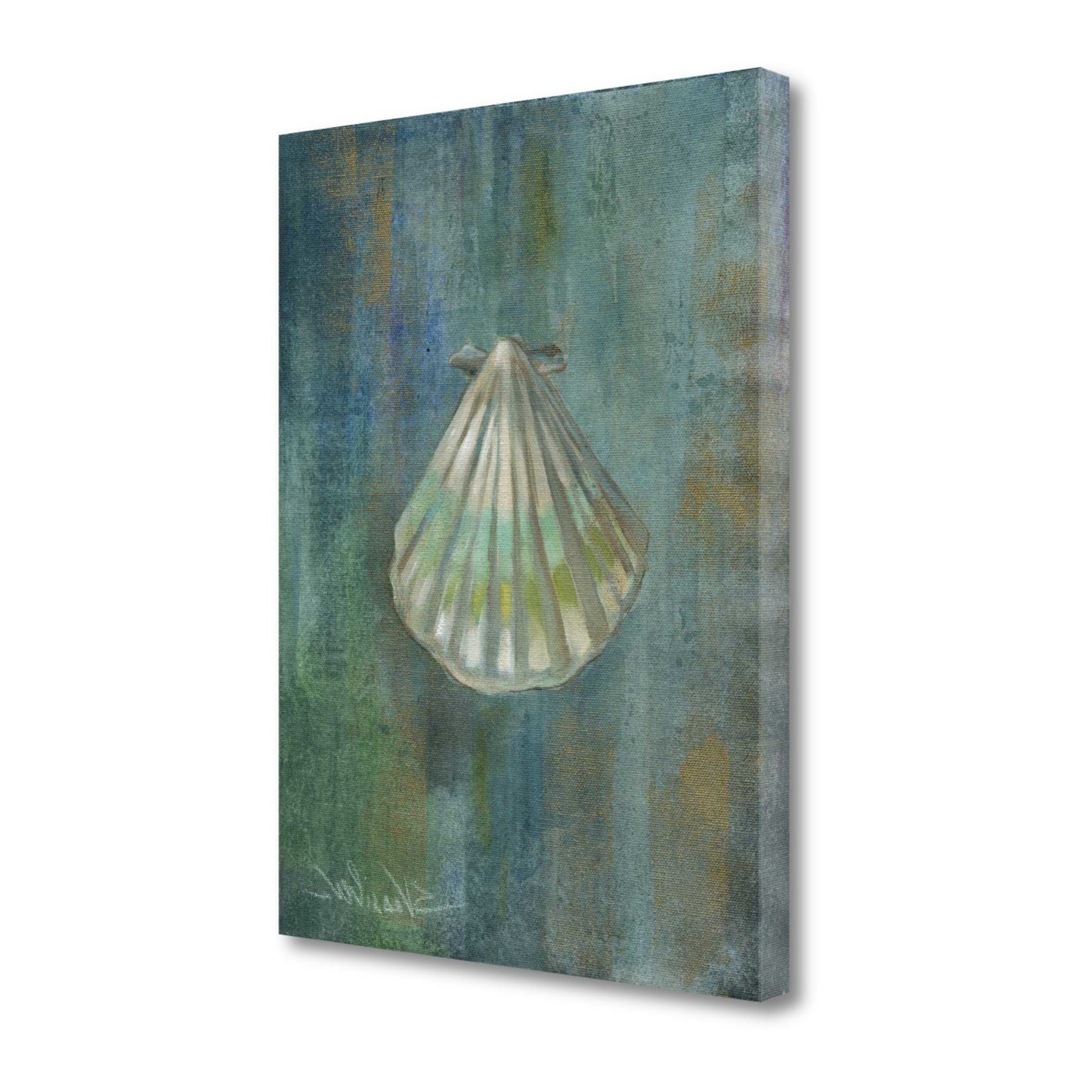 HomeRoots 27" Blue Seashell Giclee Wrap Canvas Wall Art