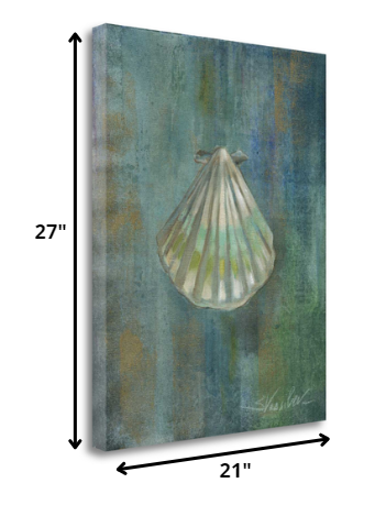 HomeRoots 27" Blue Seashell Giclee Wrap Canvas Wall Art