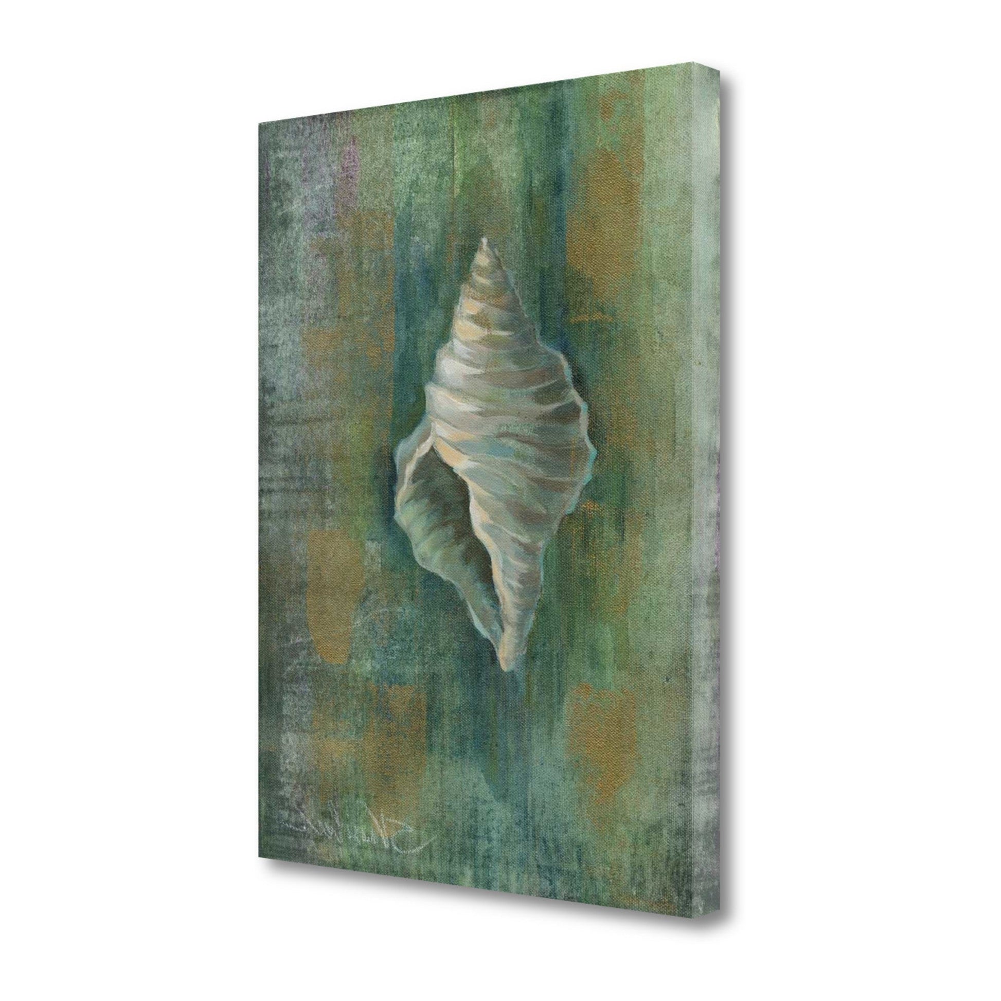 HomeRoots 27" Blue and Green Seashell Giclee Wrap Canvas Wall Art
