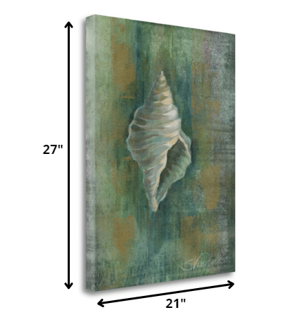 HomeRoots 27" Blue and Green Seashell Giclee Wrap Canvas Wall Art