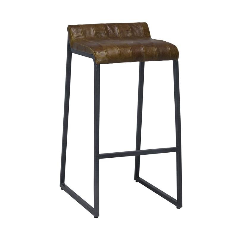 HomeRoots 27" Brown And Black Backless Counter Height Bar Chair With Footrest