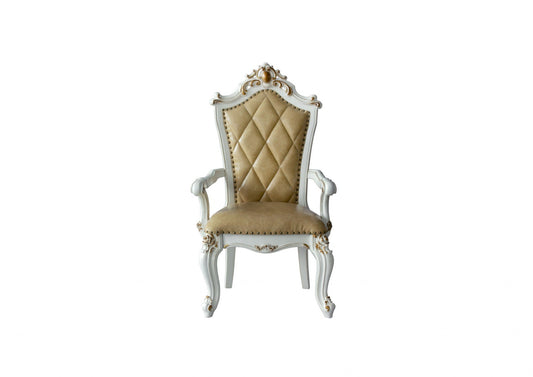 HomeRoots 27" Brown And White Faux Leather Tufted Side Chair in Set of Two