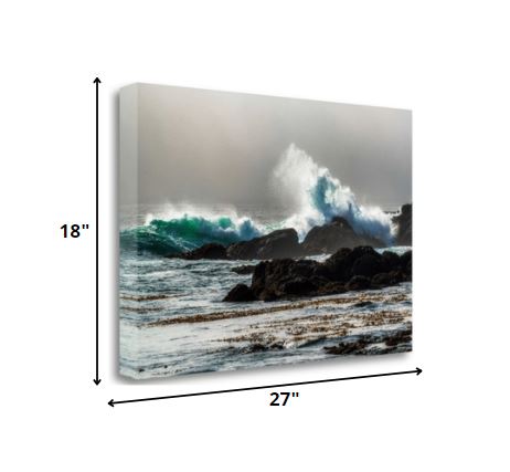 HomeRoots 27" Dramatic Crashing Wave Giclee Wrap Canvas Wall Art