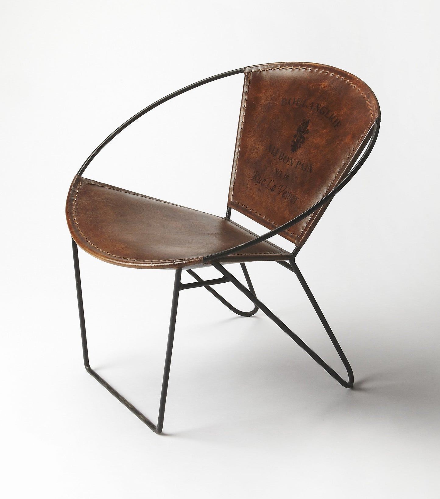 HomeRoots 27" Faux Leather Side Chair in Brown Finish