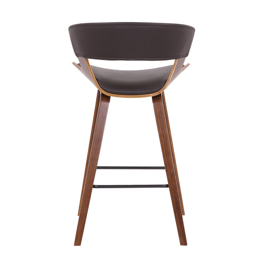 HomeRoots 27" Iron Low Back Counter Height Bar Chair in Brown Finish