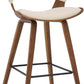 HomeRoots 27" Iron Low Back Counter Height Bar Chair in Cream and Brown Finish