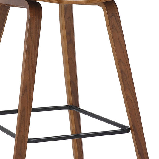 HomeRoots 27" Iron Low Back Counter Height Bar Chair in Cream and Brown Finish