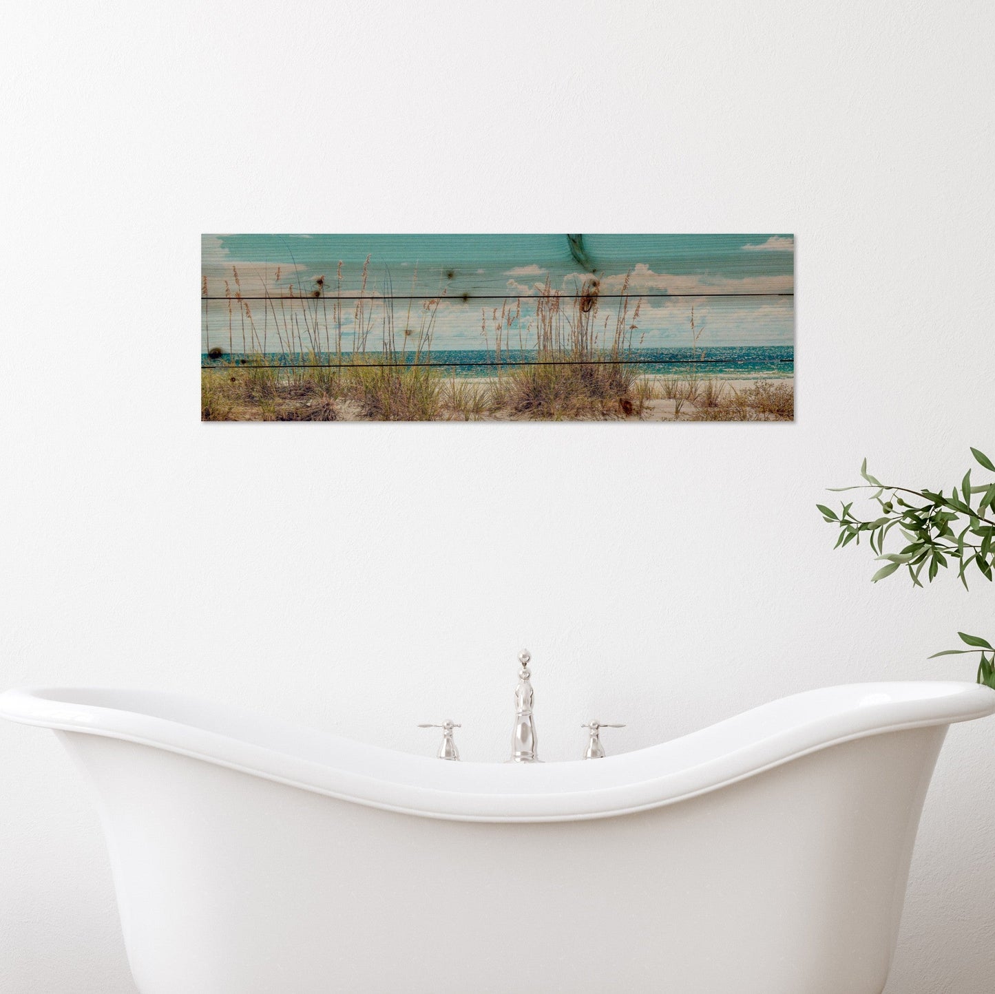 HomeRoots 27" Long Ocean Sand Dunes Wood Plank Wall Art