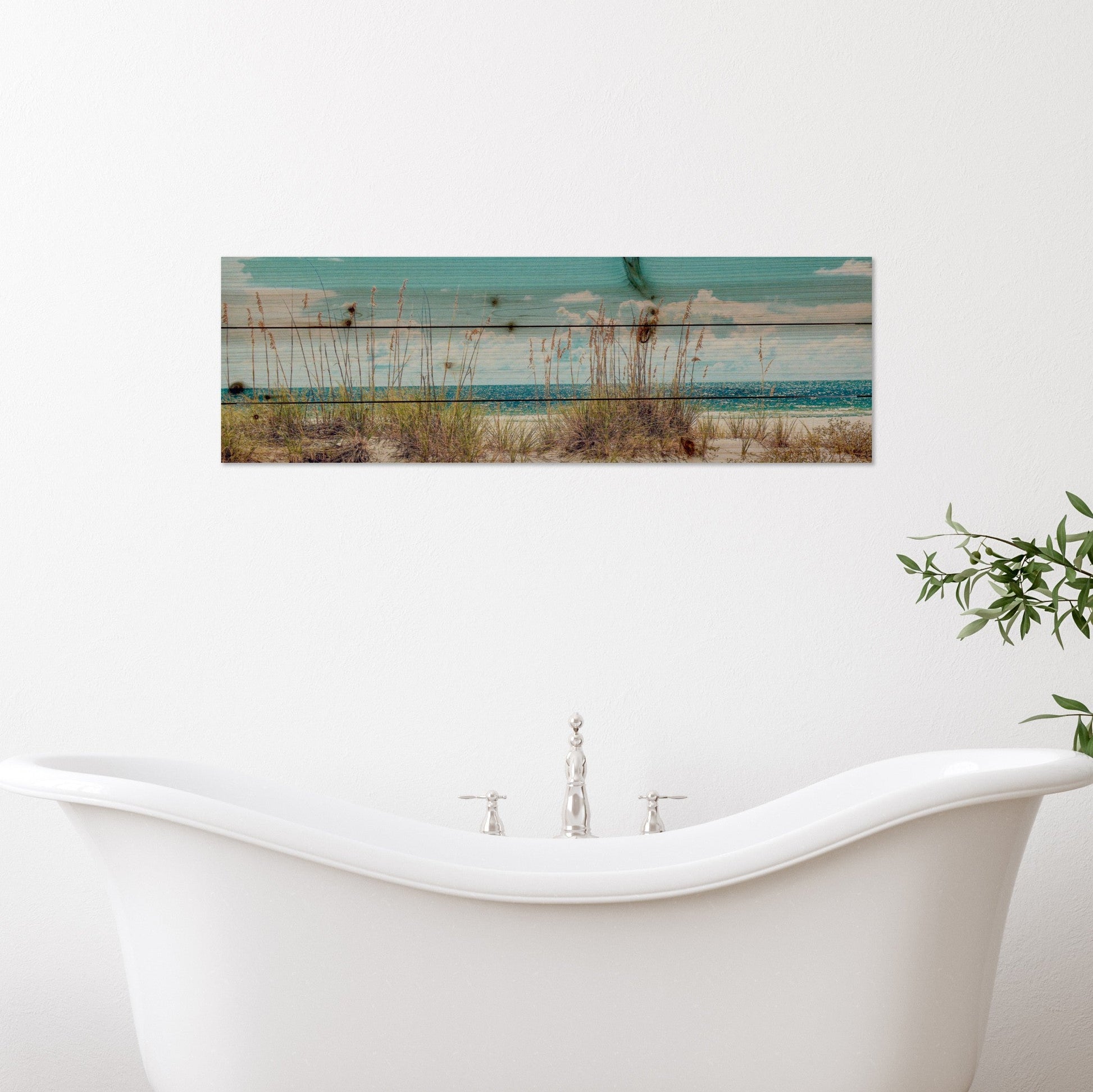 HomeRoots 27" Long Ocean Sand Dunes Wood Plank Wall Art