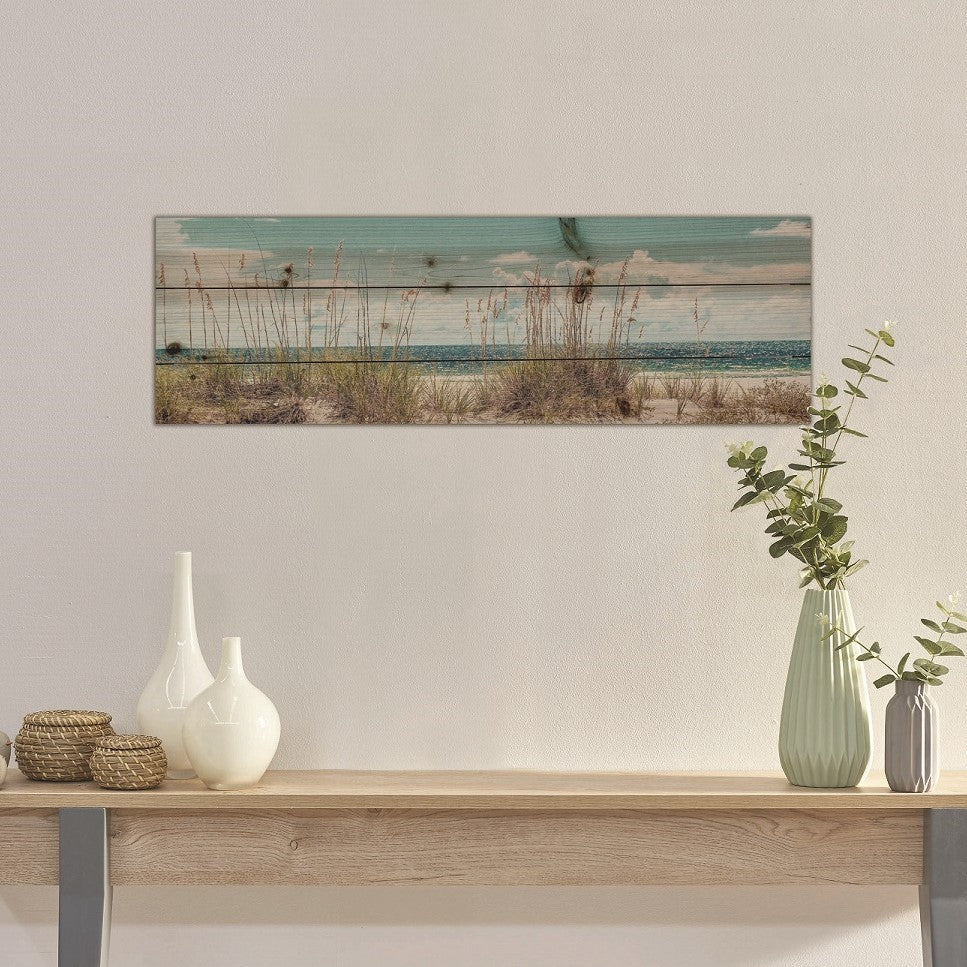 HomeRoots 27" Long Ocean Sand Dunes Wood Plank Wall Art