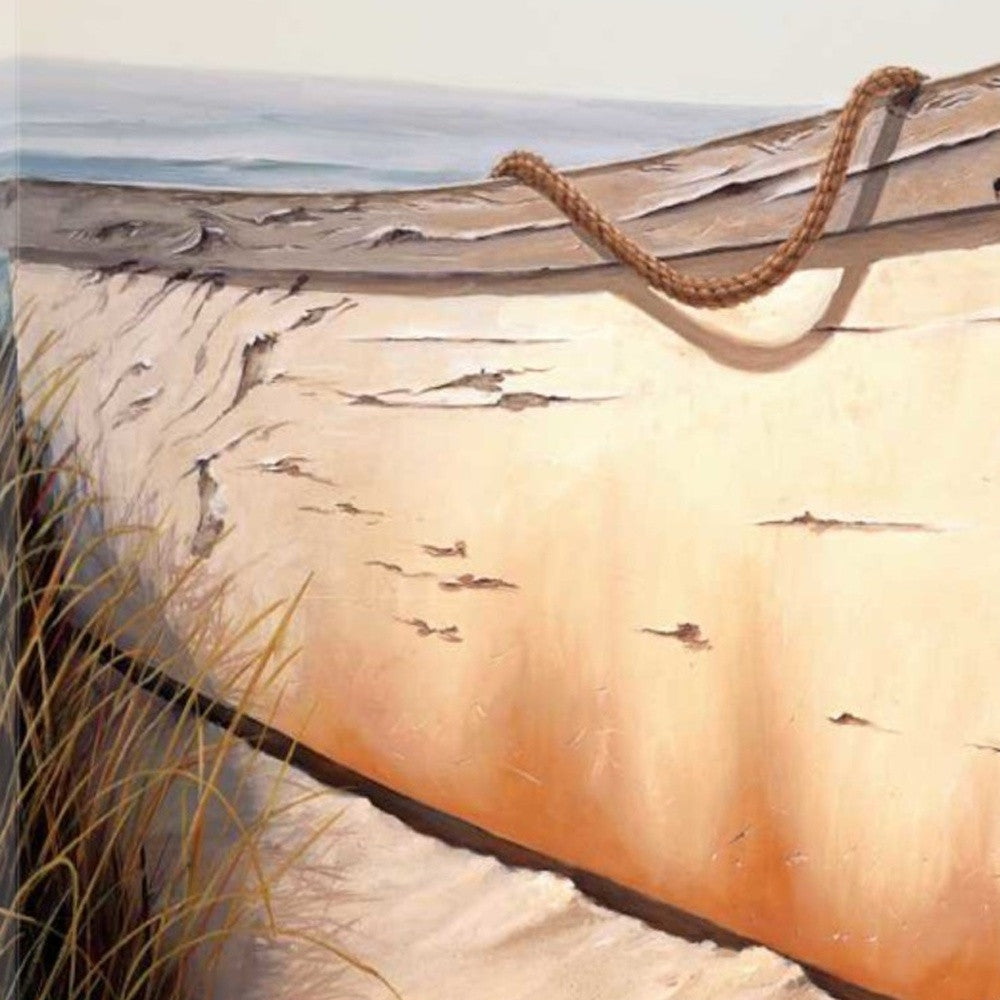 HomeRoots 27" Old Fishing Boat On White Sands Giclee Wrap Canvas Wall Art