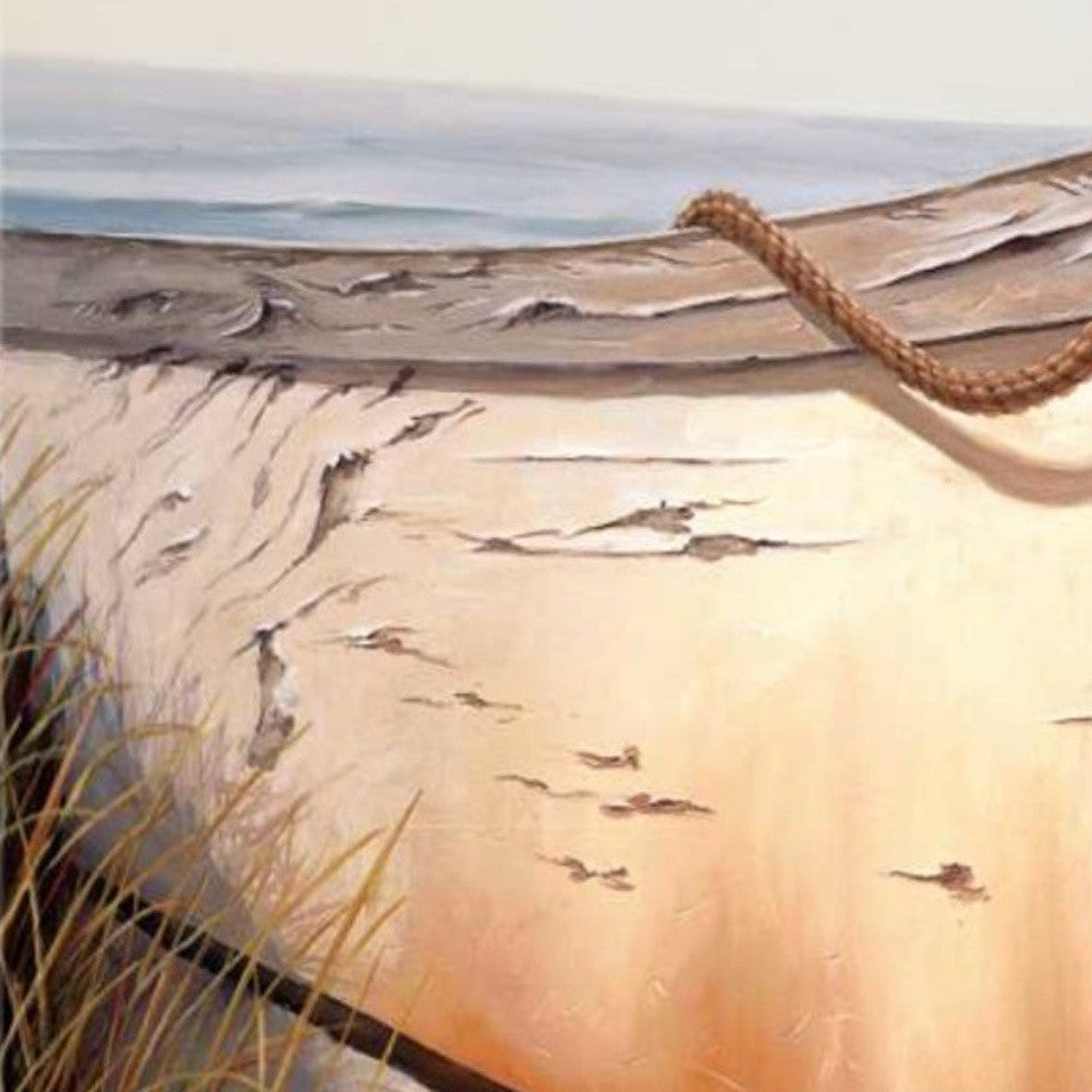 HomeRoots 27" Old Fishing Boat On White Sands Giclee Wrap Canvas Wall Art