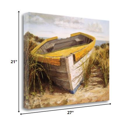 HomeRoots 27" Old Rugged Fishing Boat Giclee Wrap Canvas Wall Art