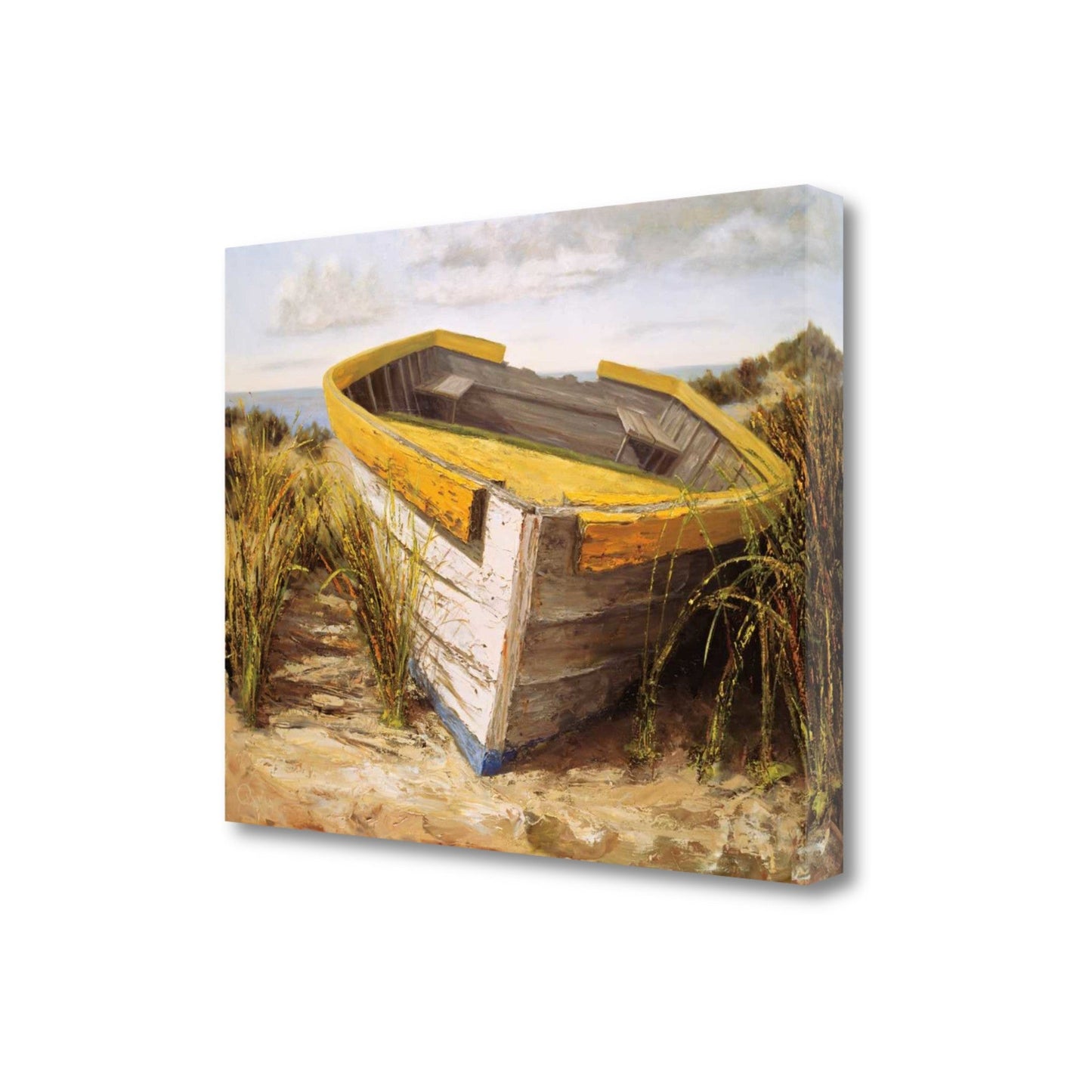 HomeRoots 27" Old Rugged Fishing Boat Giclee Wrap Canvas Wall Art