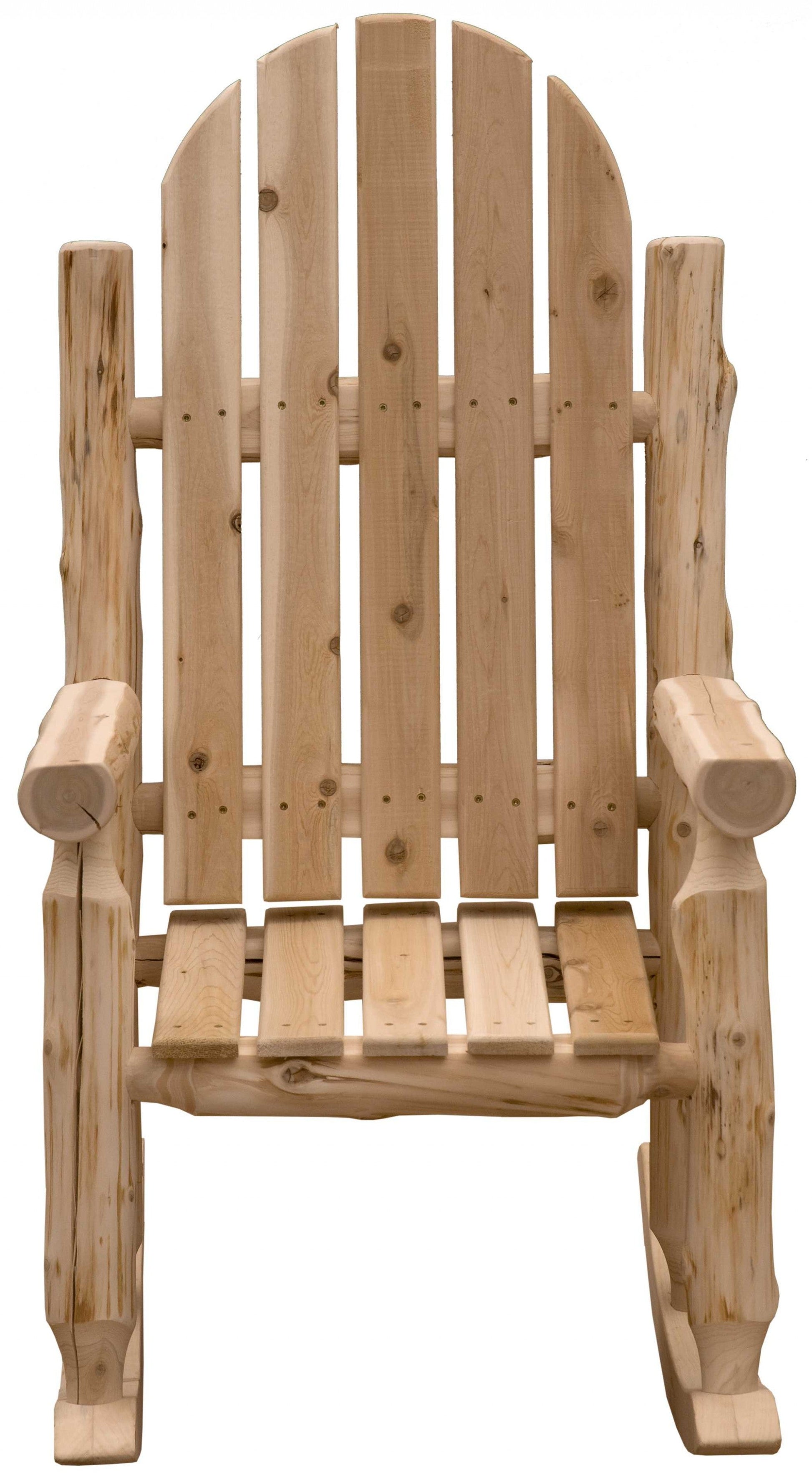 HomeRoots 27" Rustic Cedar Adirondack Rocking Chair With Natural Finish