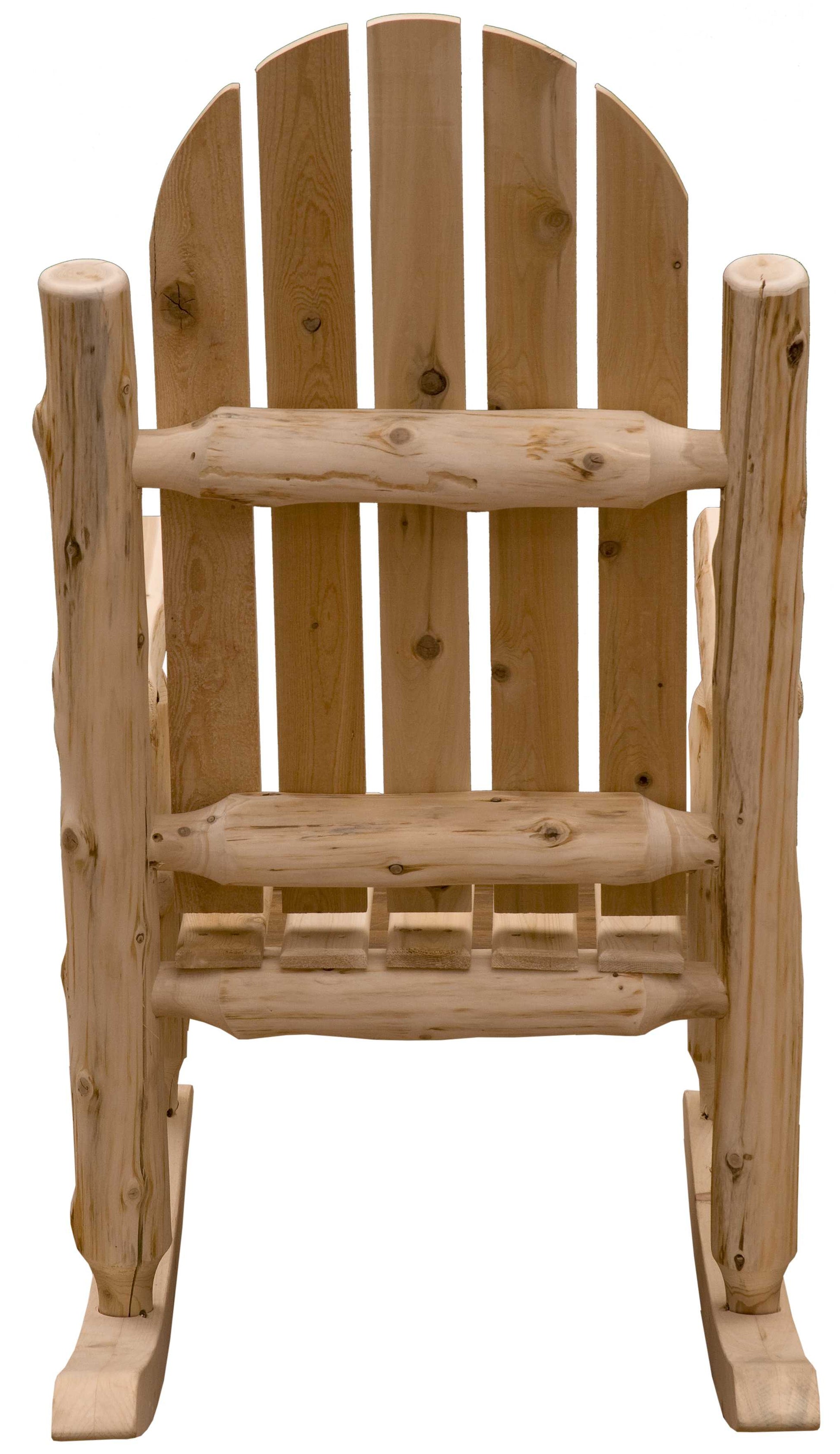 HomeRoots 27" Rustic Cedar Adirondack Rocking Chair With Natural Finish