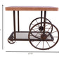 HomeRoots 27" x 17.71" x 22.04" Oak And Antique Metal Tube End Table in Gray Finish