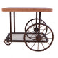 HomeRoots 27" x 17.71" x 22.04" Oak And Antique Metal Tube End Table in Gray Finish