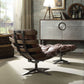 HomeRoots 27" x 35" x 33" Retro Brown Top Grain Leather Chair And Ottoman in Set of Two