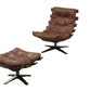 HomeRoots 27" x 35" x 33" Retro Brown Top Grain Leather Chair And Ottoman in Set of Two