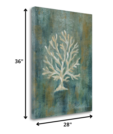 HomeRoots 28" Blue Sea Coral Giclee Wrap Canvas Wall Art