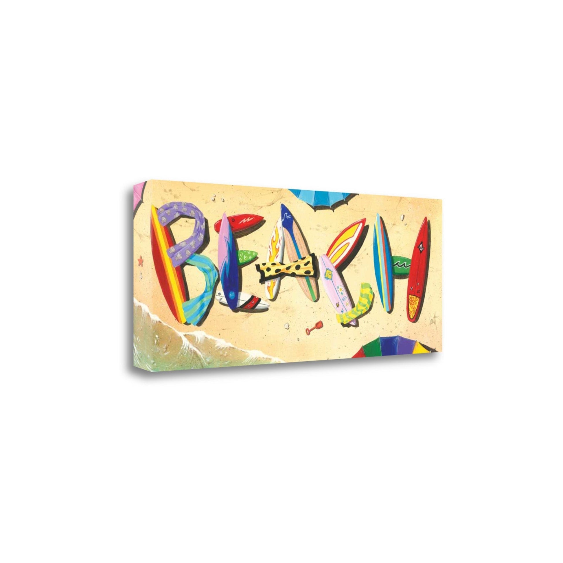 HomeRoots 28" Colorful Beach Boards Giclee Print on Gallery Wrap Canvas Wall Art