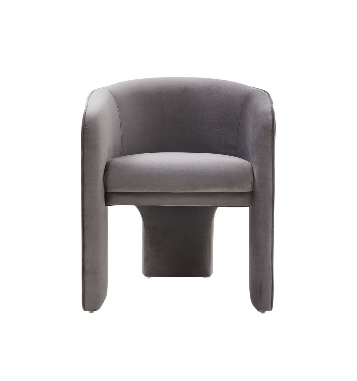 HomeRoots 28" Contemporary Three Legged Velvet Chair in Dark Gray Finish