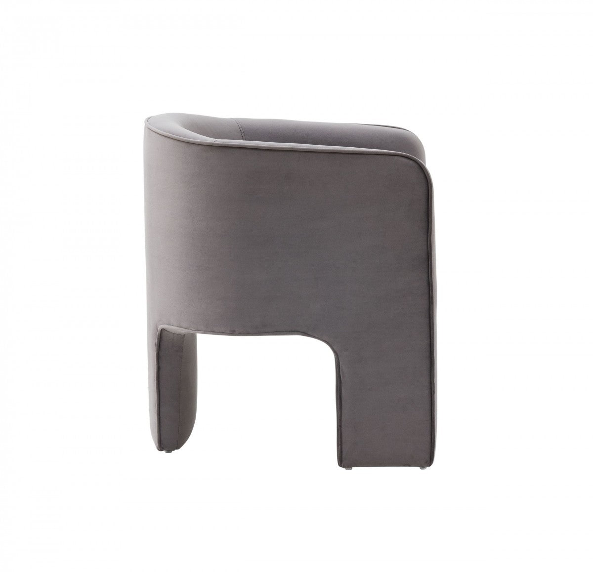 HomeRoots 28" Contemporary Three Legged Velvet Chair in Dark Gray Finish