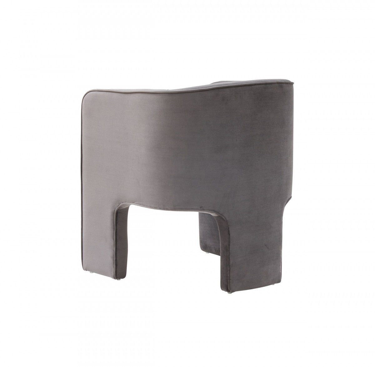HomeRoots 28" Contemporary Three Legged Velvet Chair in Dark Gray Finish
