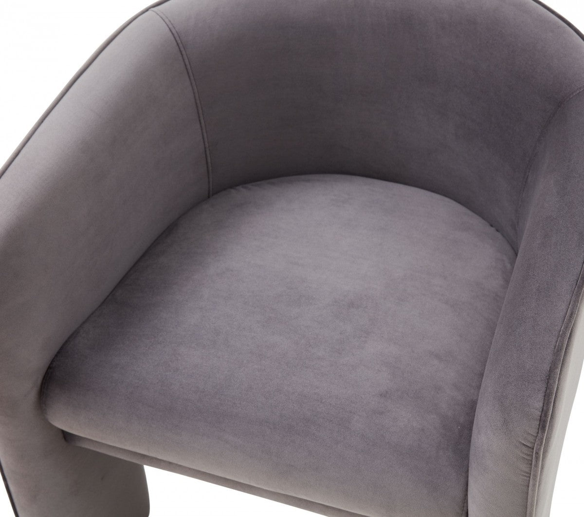 HomeRoots 28" Contemporary Three Legged Velvet Chair in Dark Gray Finish